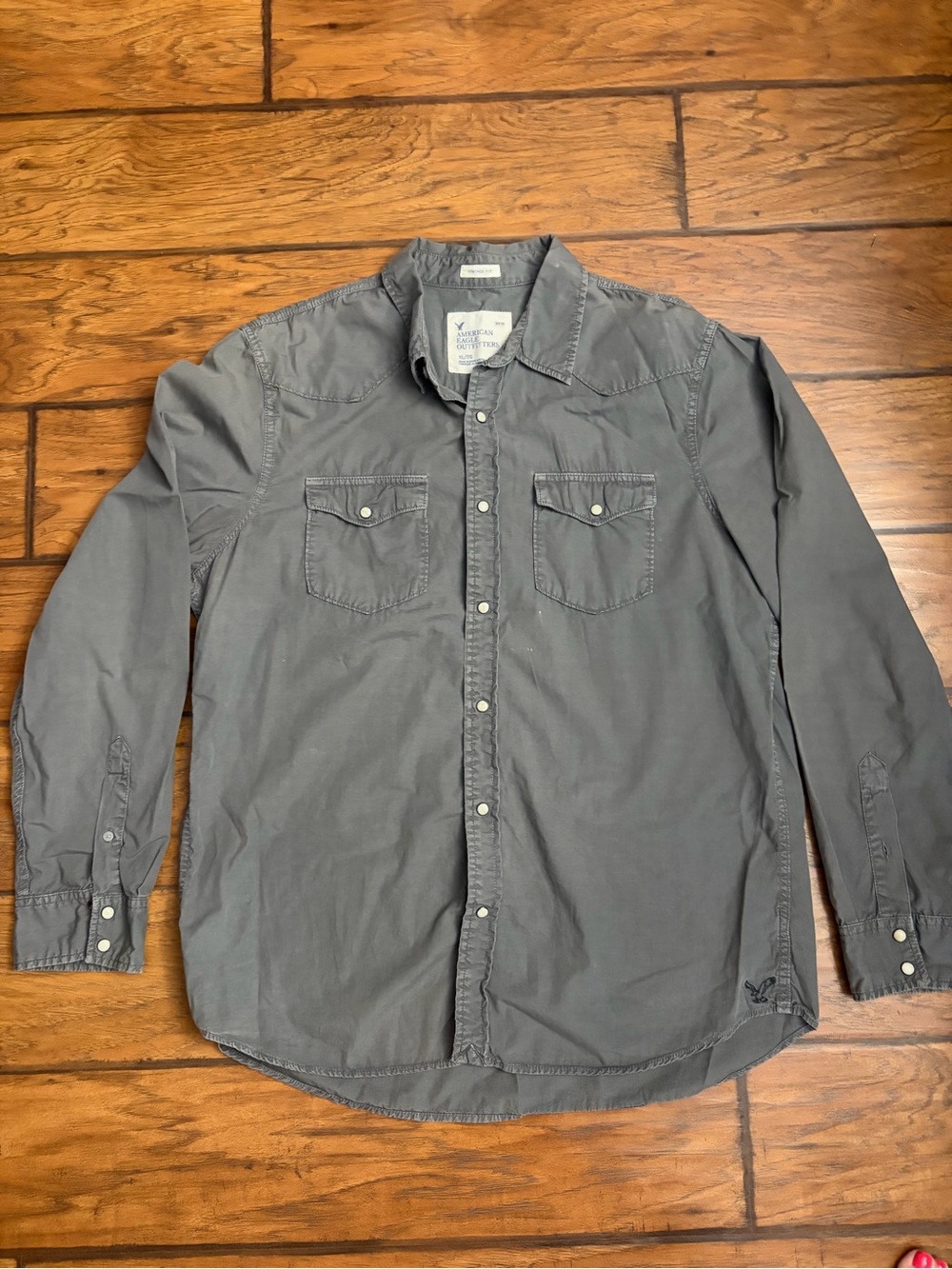 American Eagle Outfitters Men's Gray Button-Down Western Shirt Size XL